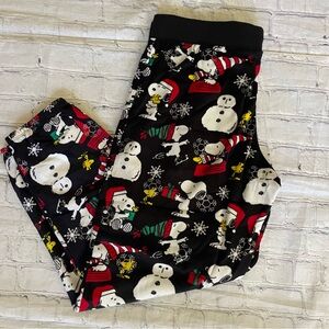 Peanuts Black Holiday Pajama Bottoms with Red and White Accents